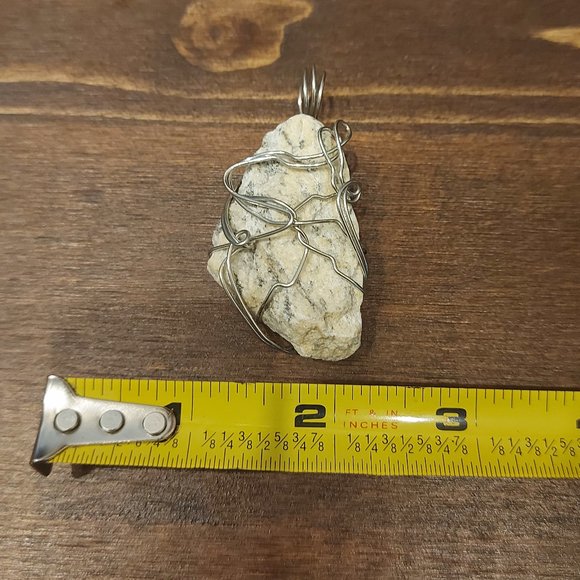 Wire Wrapped Sun Peaks Granite Rock Pendant - Picture 7 of 8